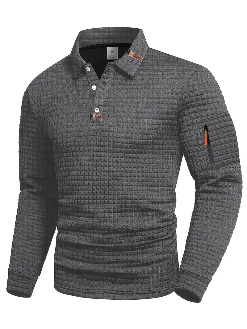 Luis™ | Quilted zip-pocket long-sleeve polo