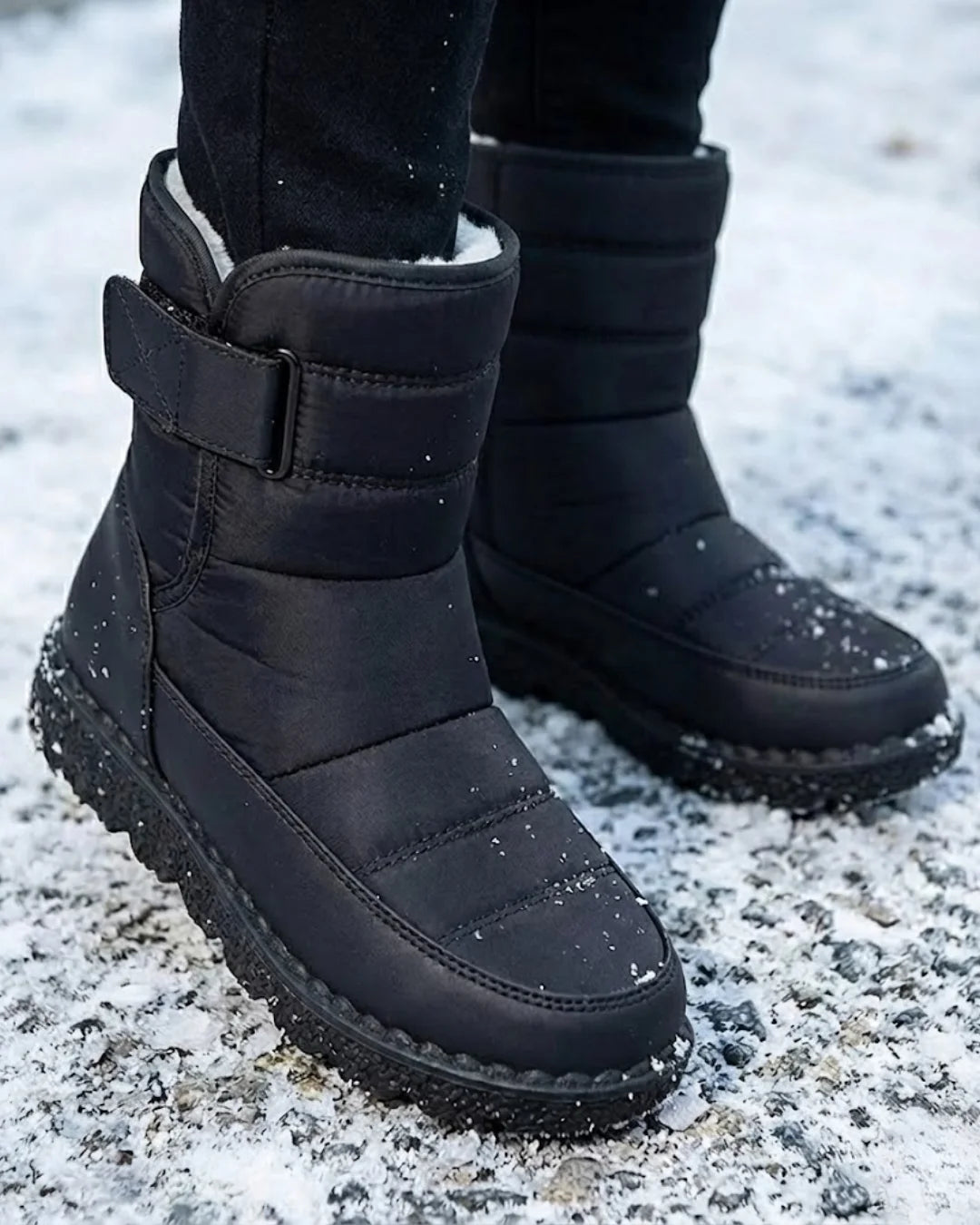 Oksana™ | Quilted hook-and-loop plush-lined snow boots