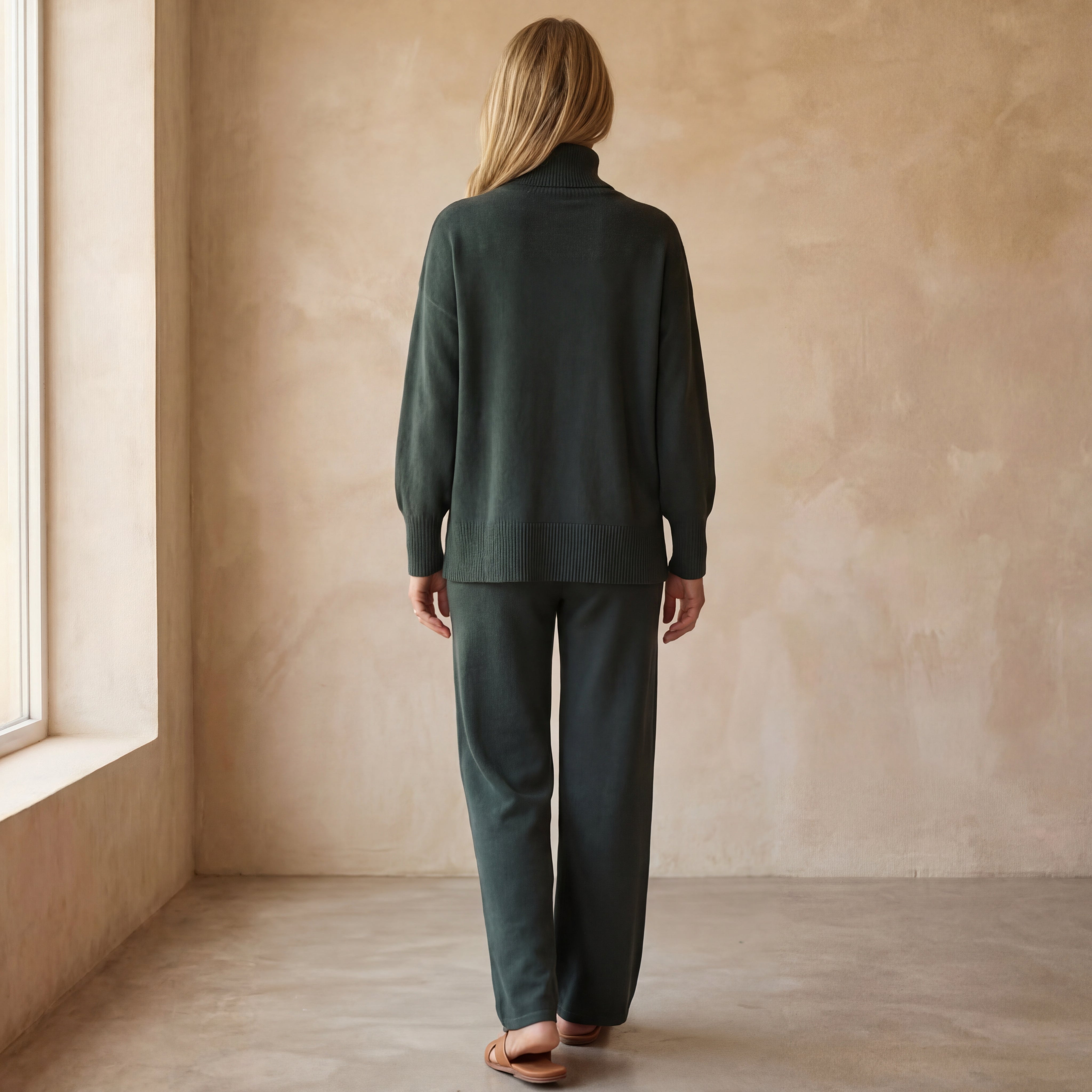Cozy Sophisticated Mock-Neck Sweater & Wide-Leg Pant Set