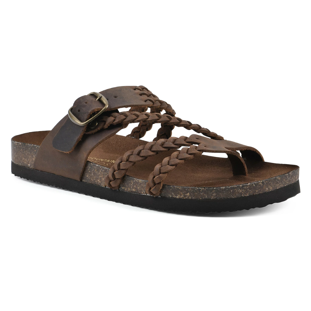 Braided-Strap Boho Cork-Footbed Slide Sandals