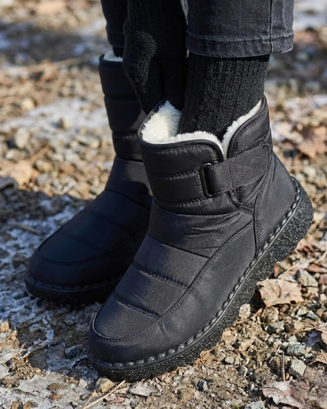 Marcelle™ | Quilted Fleece-Lined Strap Winter Boots