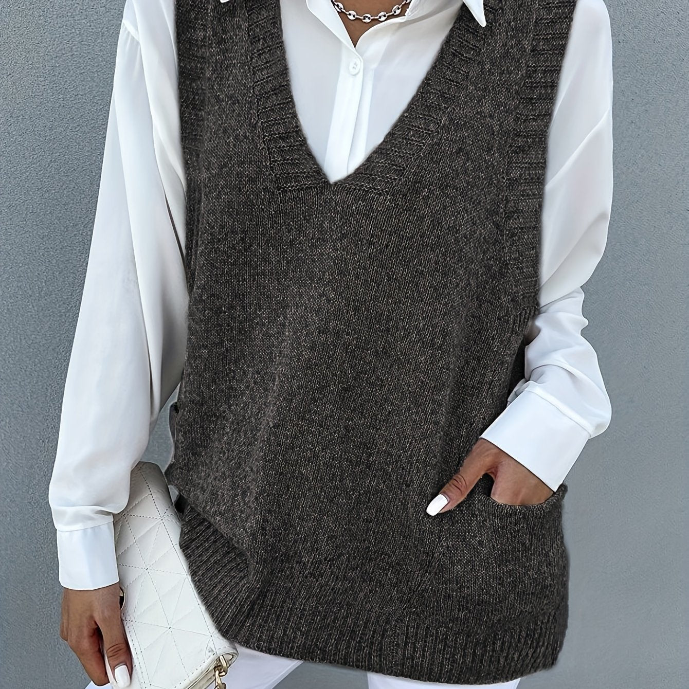 Melissa™ | Double-Fleece V-Neck sweater vest