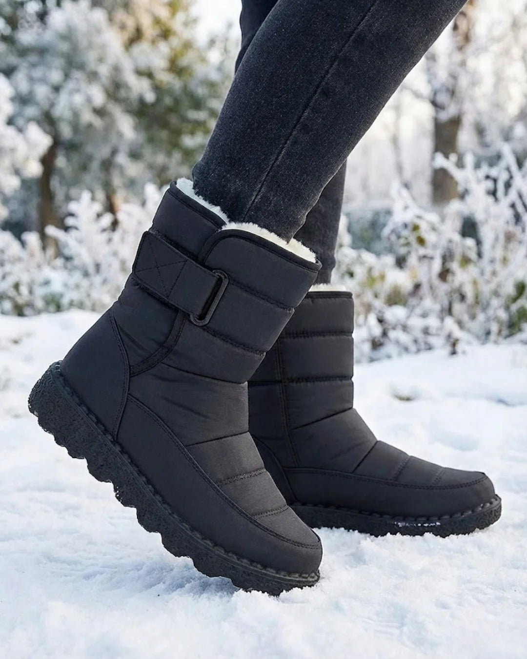 Marcelle™ | Quilted Fleece-Lined Strap Winter Boots