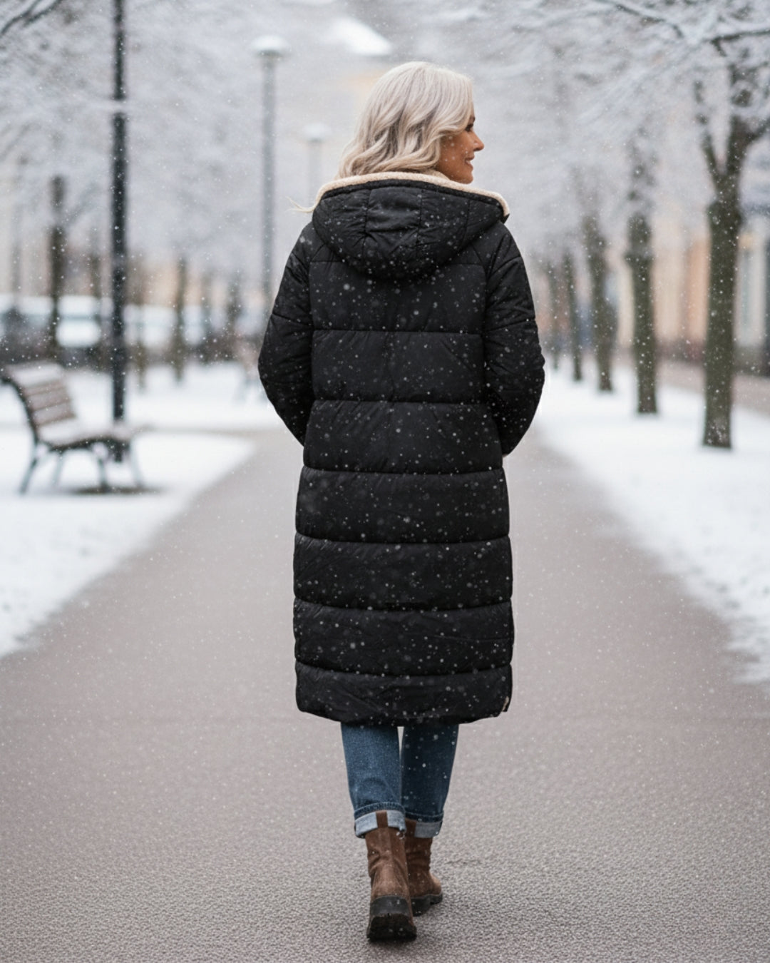 Helena™ | Hooded sherpa-lined puffer coat