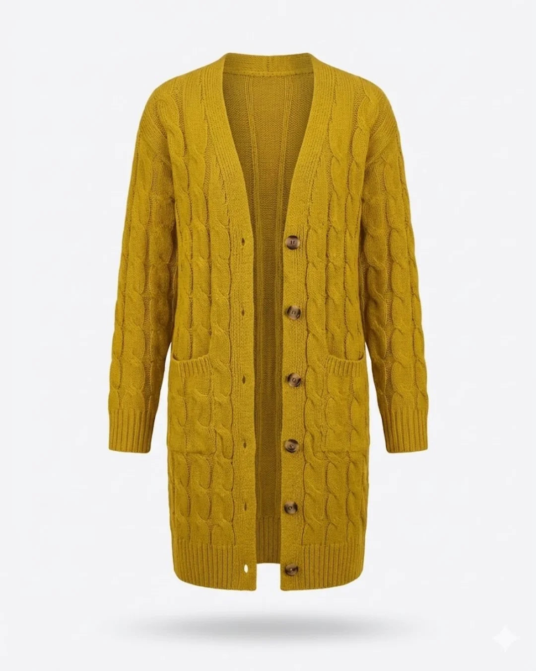 Kiana™ | Cable-Knit Buttoned Mid-Length Cardigan