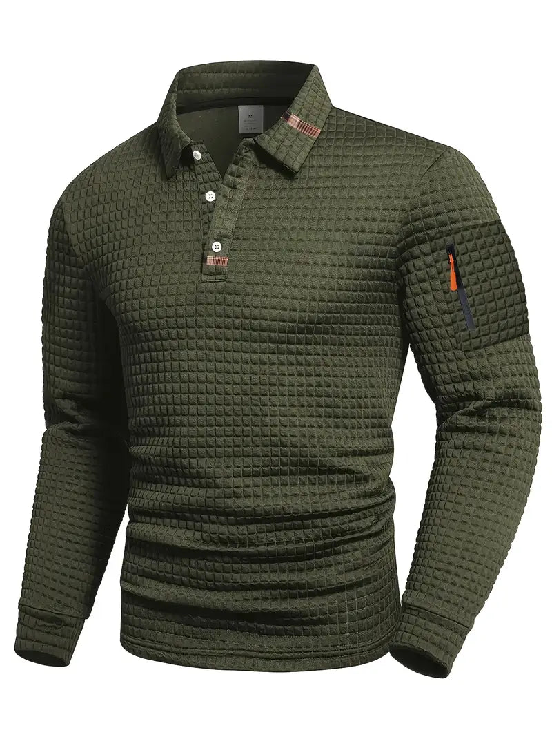 Luis™ | Quilted zip-pocket long-sleeve polo