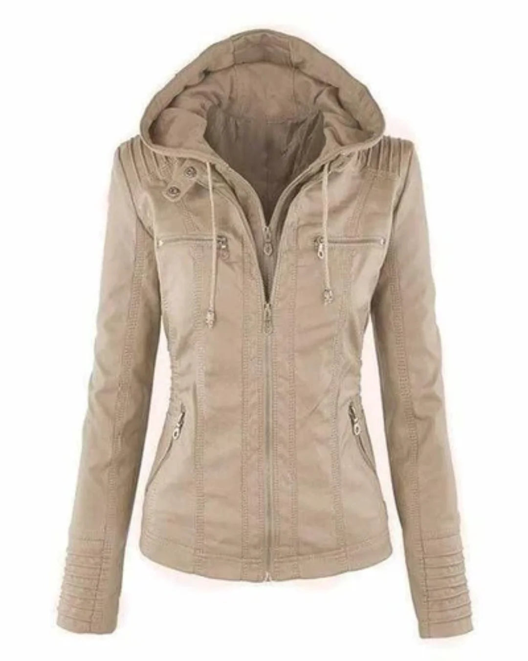 Bea™ | Elegant Hooded Jacket in Faux Leather