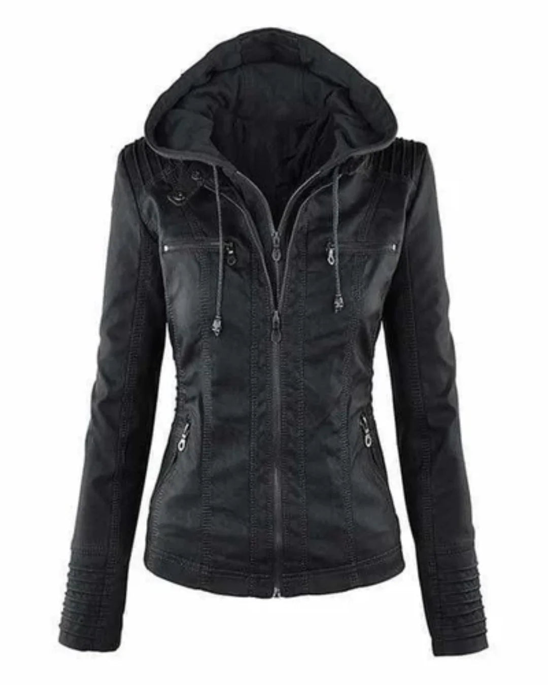 Bea™ | Elegant Hooded Jacket in Faux Leather