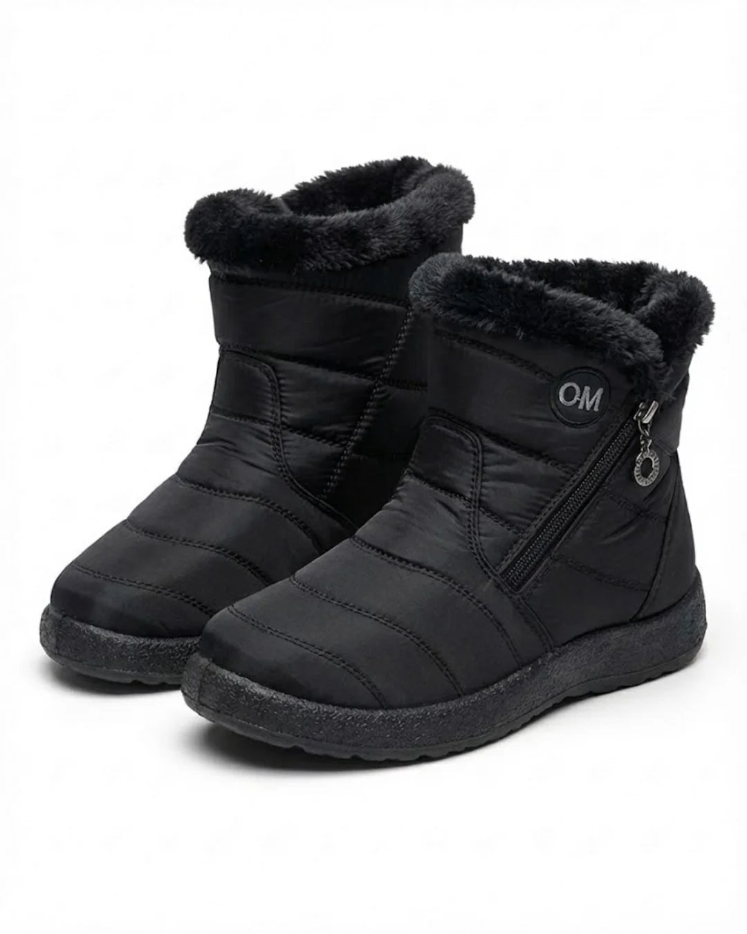 Cendy™ | Quilted Fleece-Lined Zip Ankle Boots