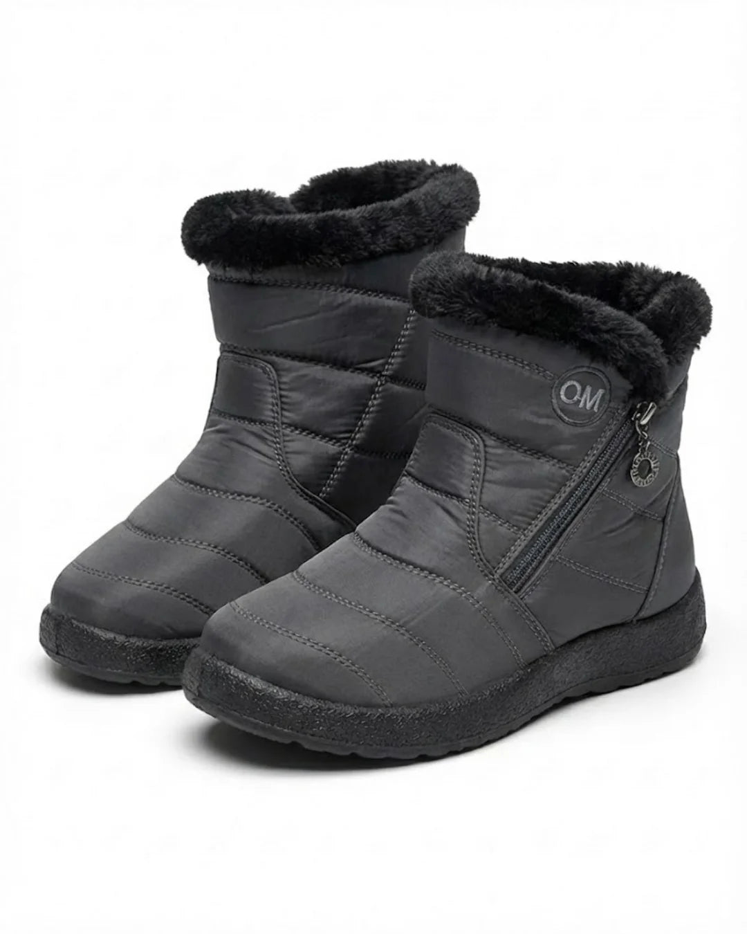 Cendy™ | Quilted Fleece-Lined Zip Ankle Boots