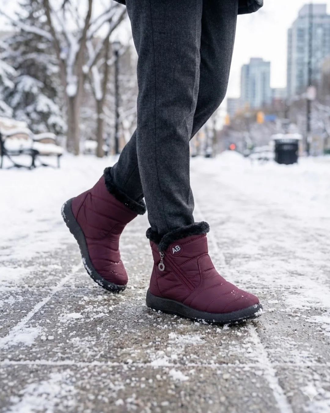 Cendy™ | Quilted Fleece-Lined Zip Ankle Boots