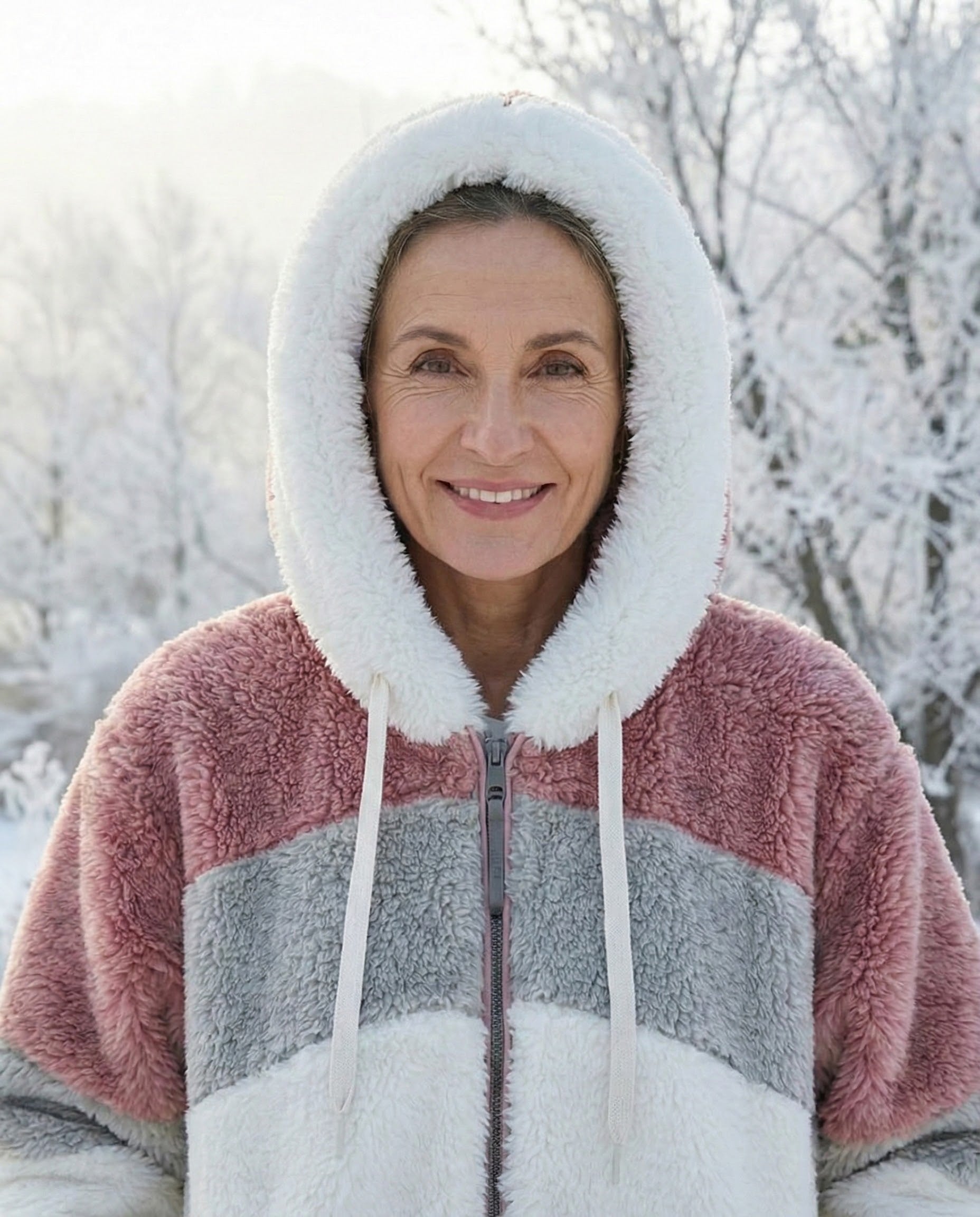 Cassandra™ | Hooded zip-front colorblock sherpa jacket
