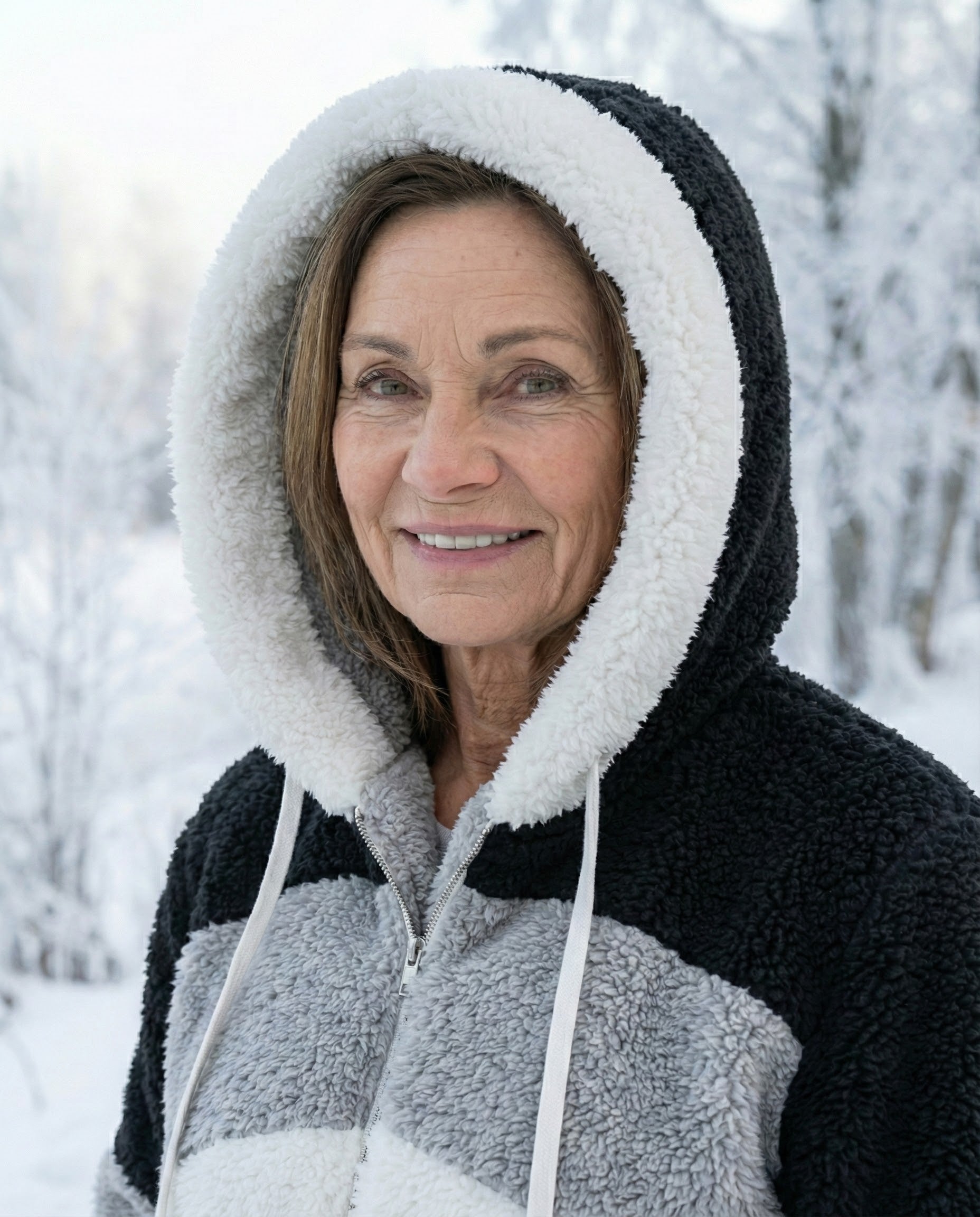 Cassandra™ | Hooded zip-front colorblock sherpa jacket