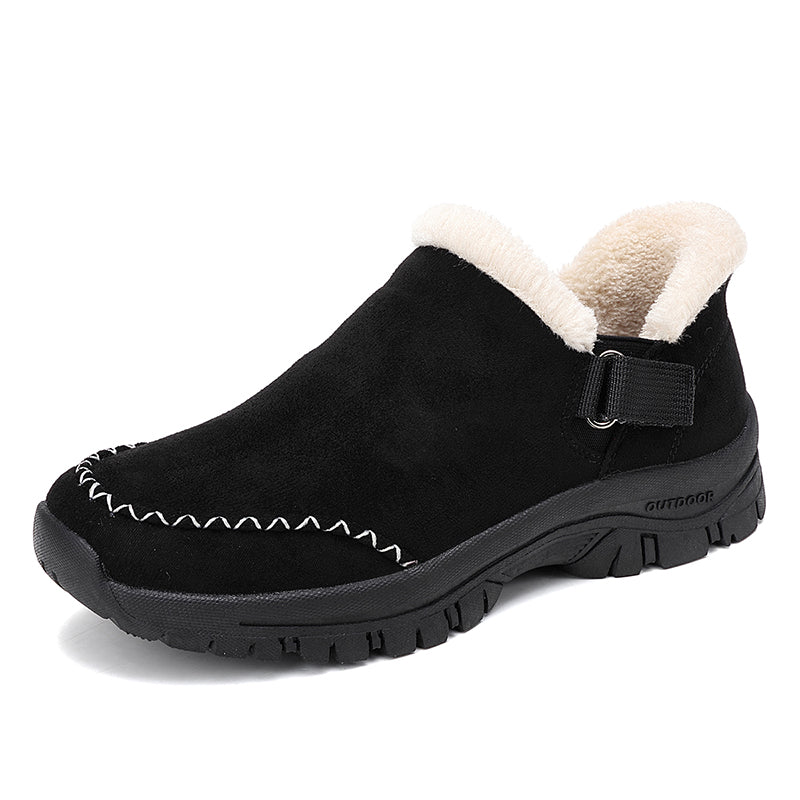 Elinor™ | Faux-suede fleece-lined strap ankle boots