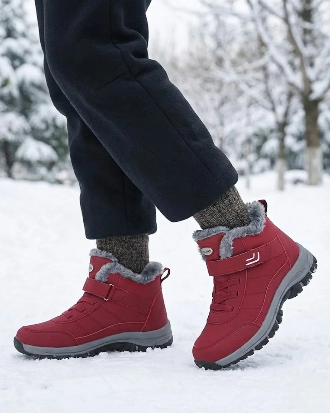 Montya™ | Plush-lined hook-and-loop lace-up ankle snow boots