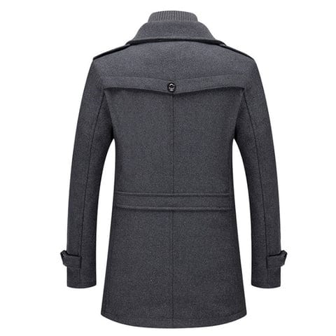Zack™ | Wool-blend military coat with zip-in stand collar