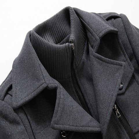 Zack™ | Wool-blend military coat with zip-in stand collar