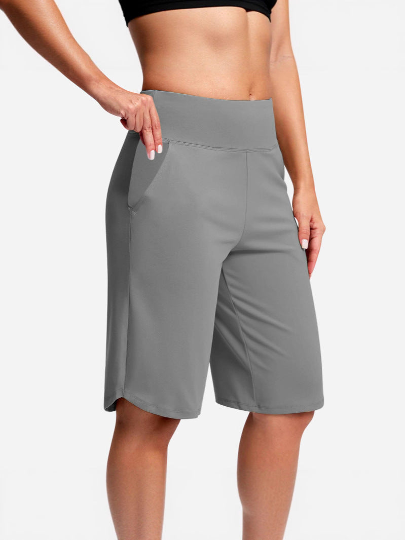 High-Waist Athletic Bermuda Shorts