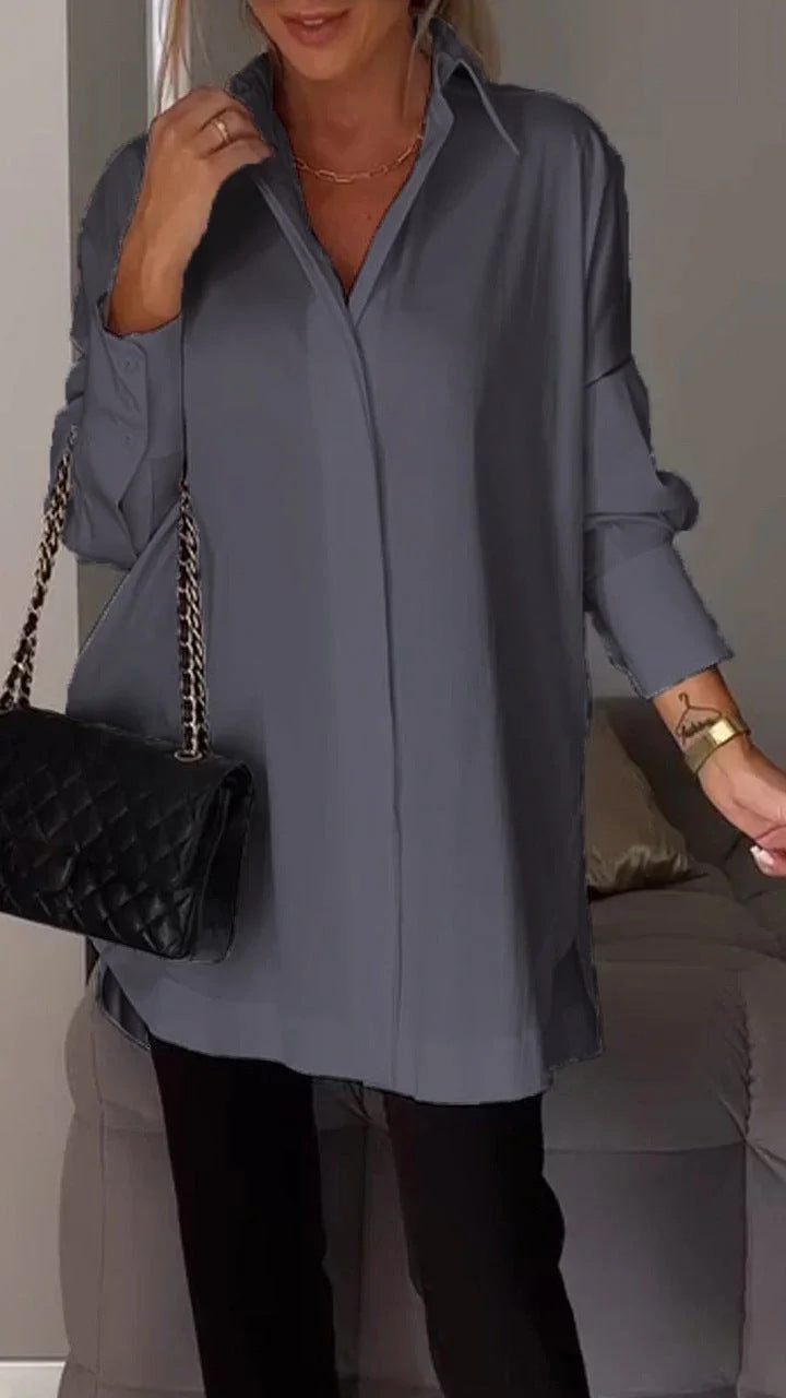 Oversized Elegant Long-Sleeve Button-Down Shirt