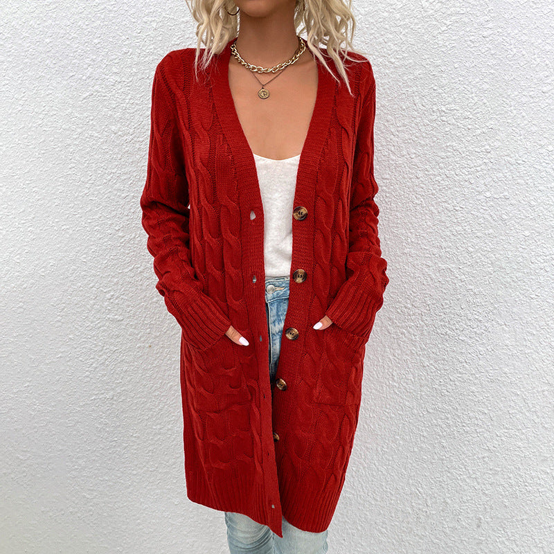 Kiana™ | Cable-Knit Buttoned Mid-Length Cardigan