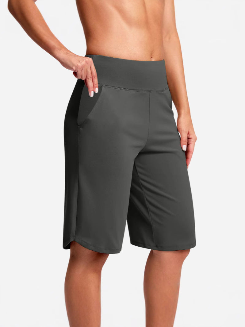 High-Waist Athletic Bermuda Shorts
