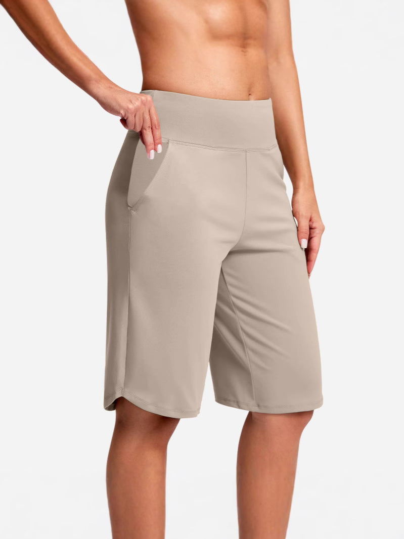 High-Waist Athletic Bermuda Shorts