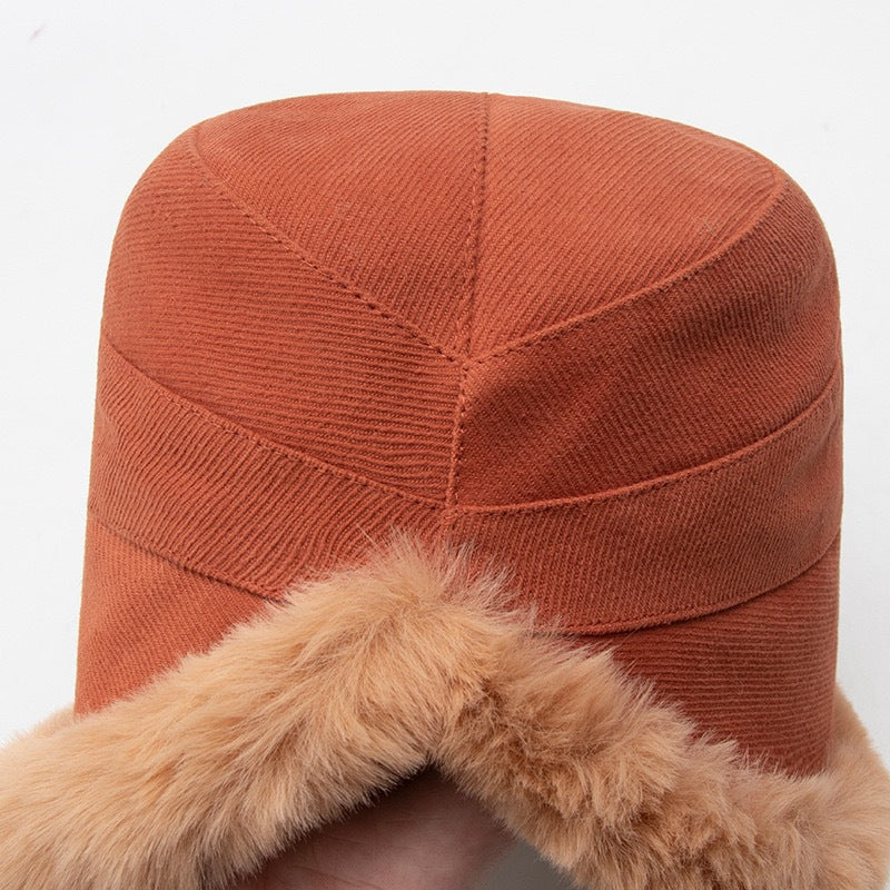 Eira™ | Faux-fur trim corduroy cloche hat