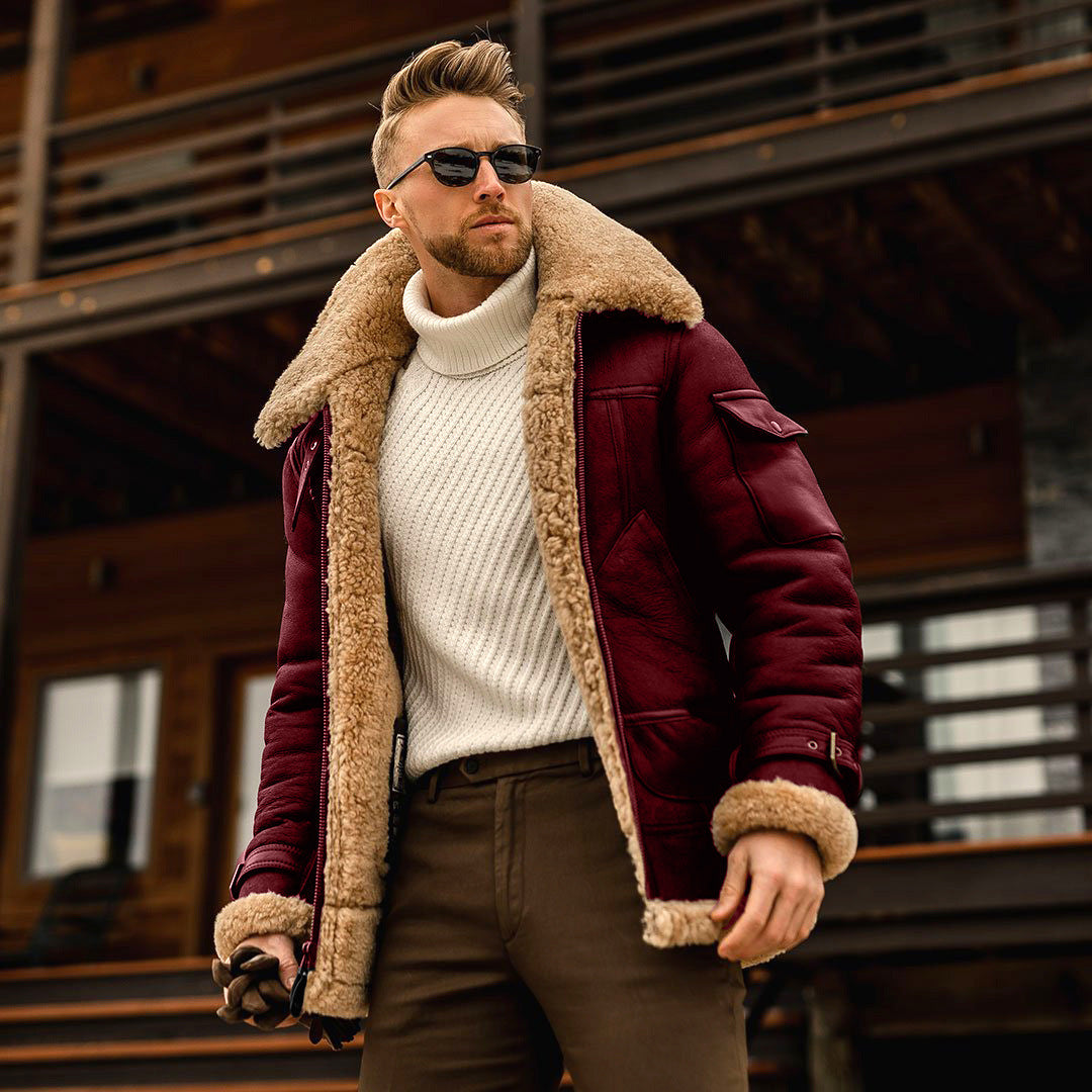 John™ | Shearling-lined leather aviator jacket