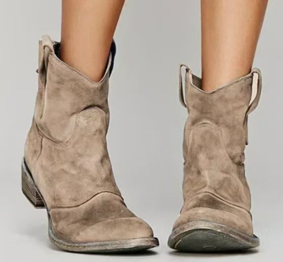 Authentic Rugged Distressed Suede Western Boots