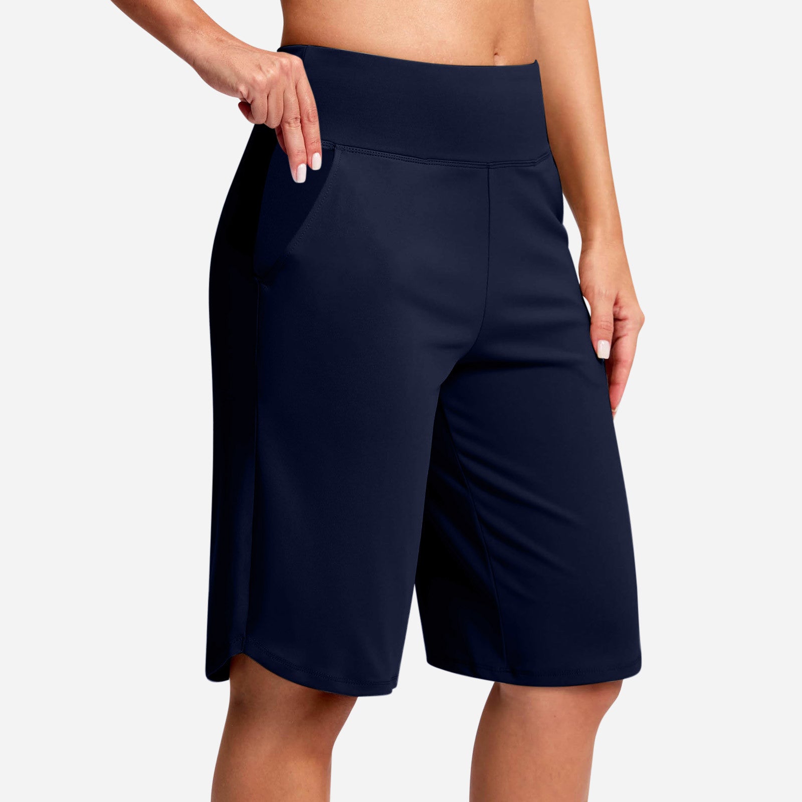 High-Waist Athletic Bermuda Shorts