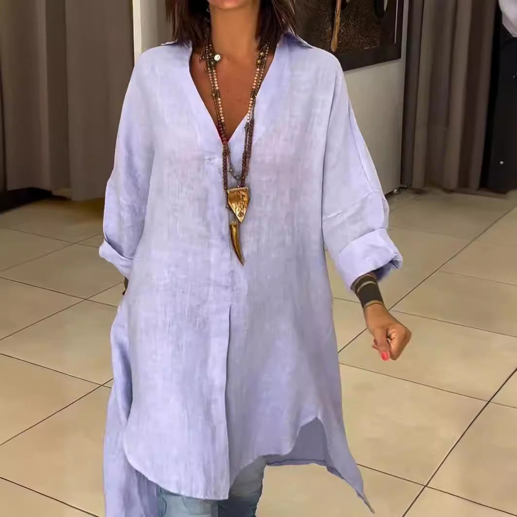 Oversized Boho Linen Longline Shirt