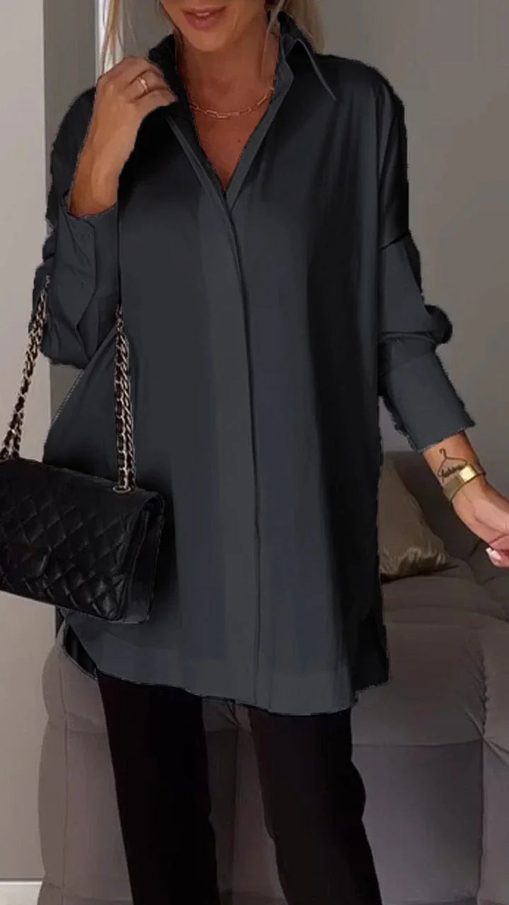 Oversized Elegant Long-Sleeve Button-Down Shirt