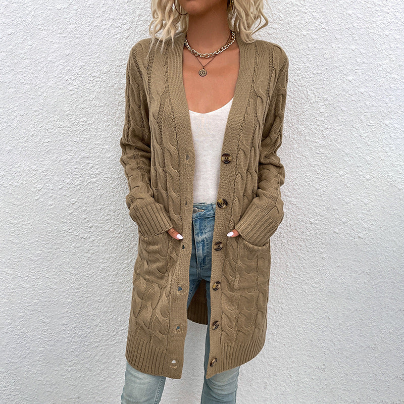 Kiana™ | Cable-Knit Buttoned Mid-Length Cardigan
