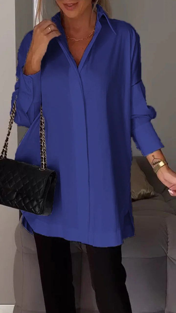 Oversized Elegant Long-Sleeve Button-Down Shirt