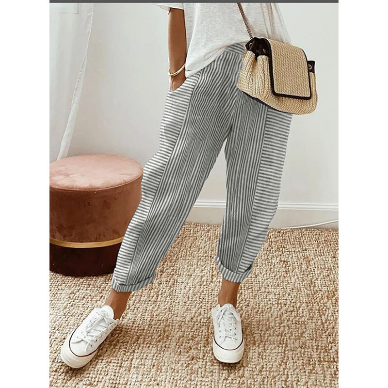 Retro Floral Print Short-Sleeve Pants
