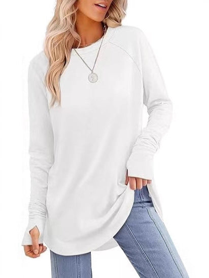 Filippa™ | Curved-Hem Raglan Long-Sleeve Top