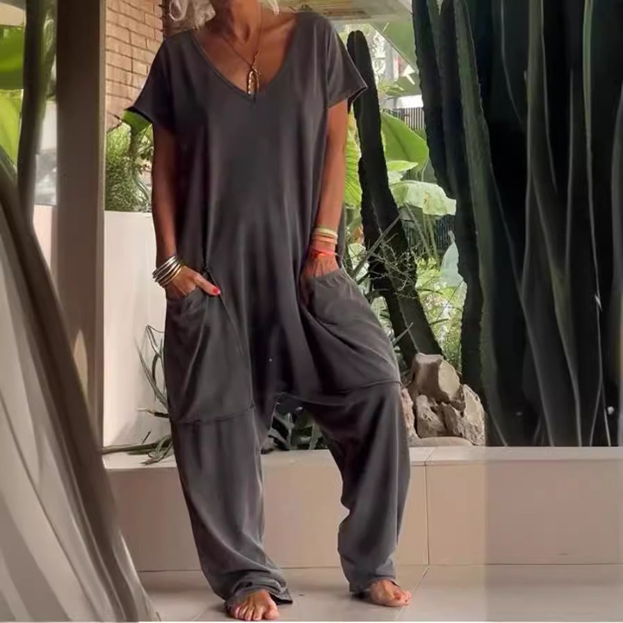 Elegant Wrap-Front Resort Style Jumpsuit