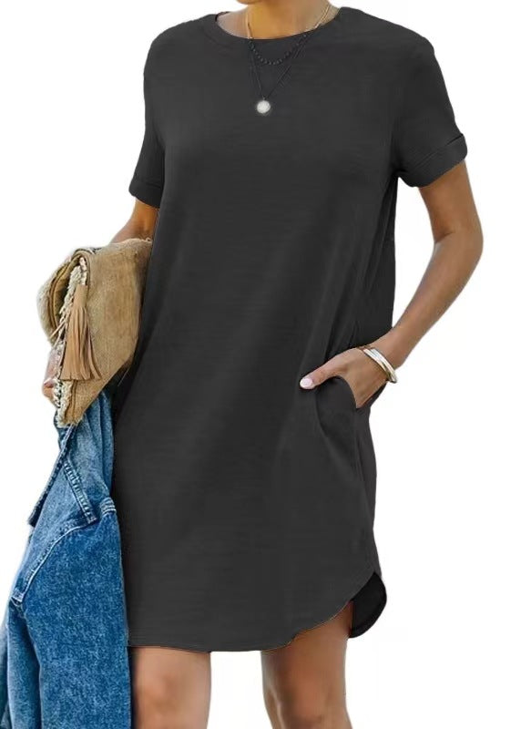 Pocket Casual Loose T-Shirt Mini Dress
