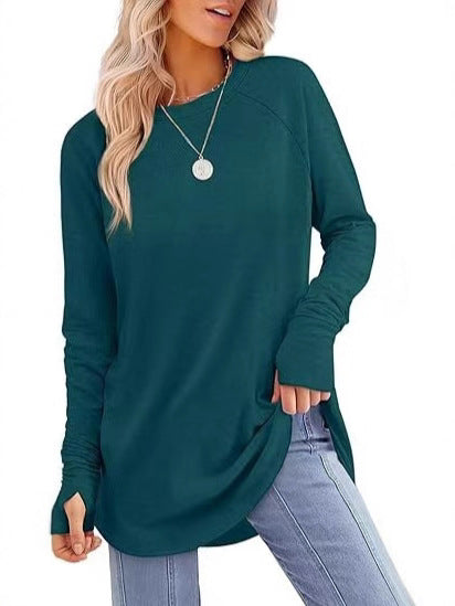 Filippa™ | Curved-Hem Raglan Long-Sleeve Top