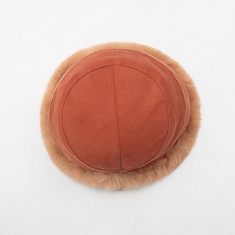 Eira™ | Faux-fur trim corduroy cloche hat