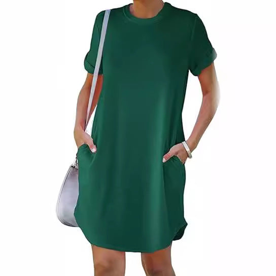 Pocket Casual Loose T-Shirt Mini Dress