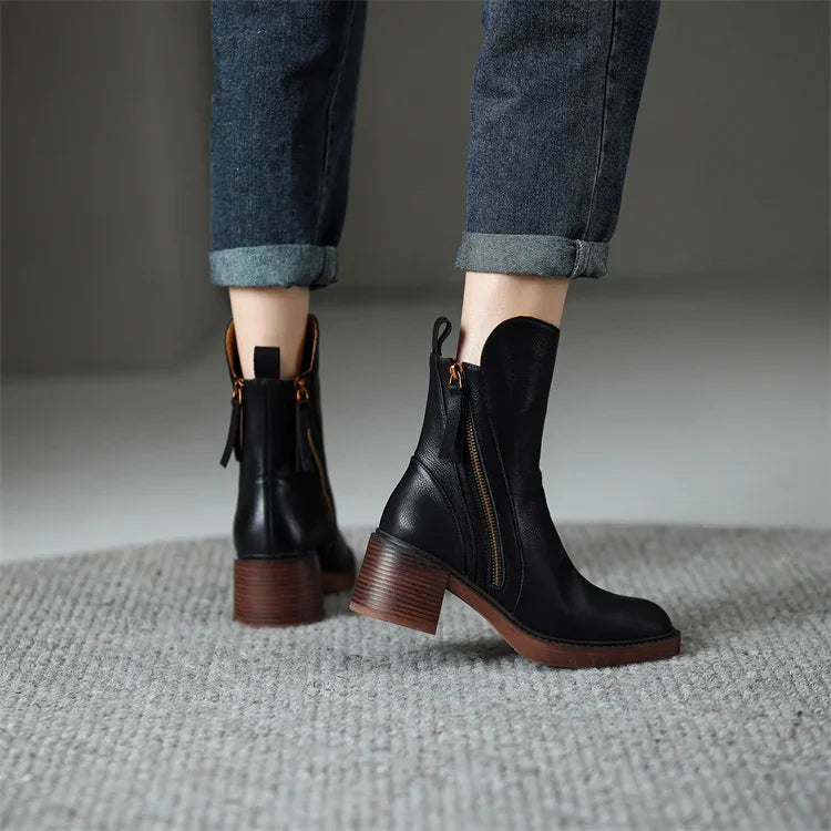 Tresa™ | Elegant Leather Ankle Boots