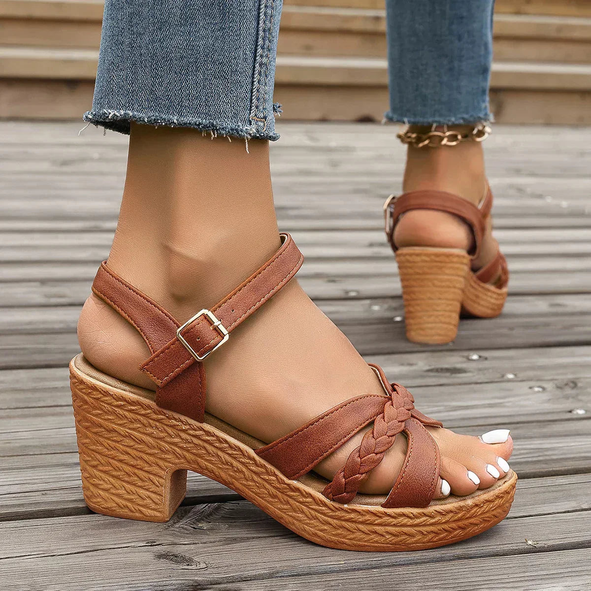 Platform Heels with Braided Straps