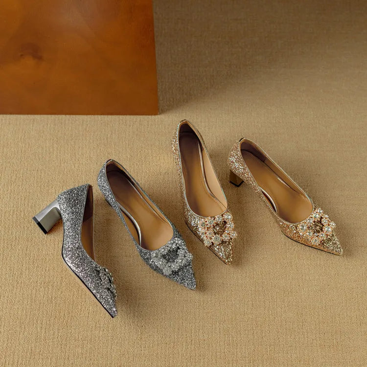 Gloria™ | Elegant Glitter Heels