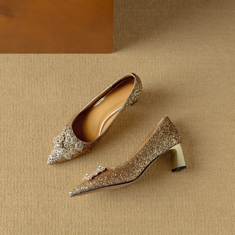 Gloria™ | Elegant Glitter Heels