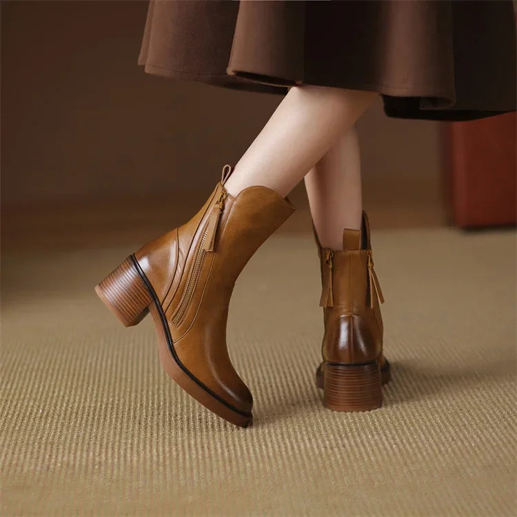 Tresa™ | Elegant Leather Ankle Boots