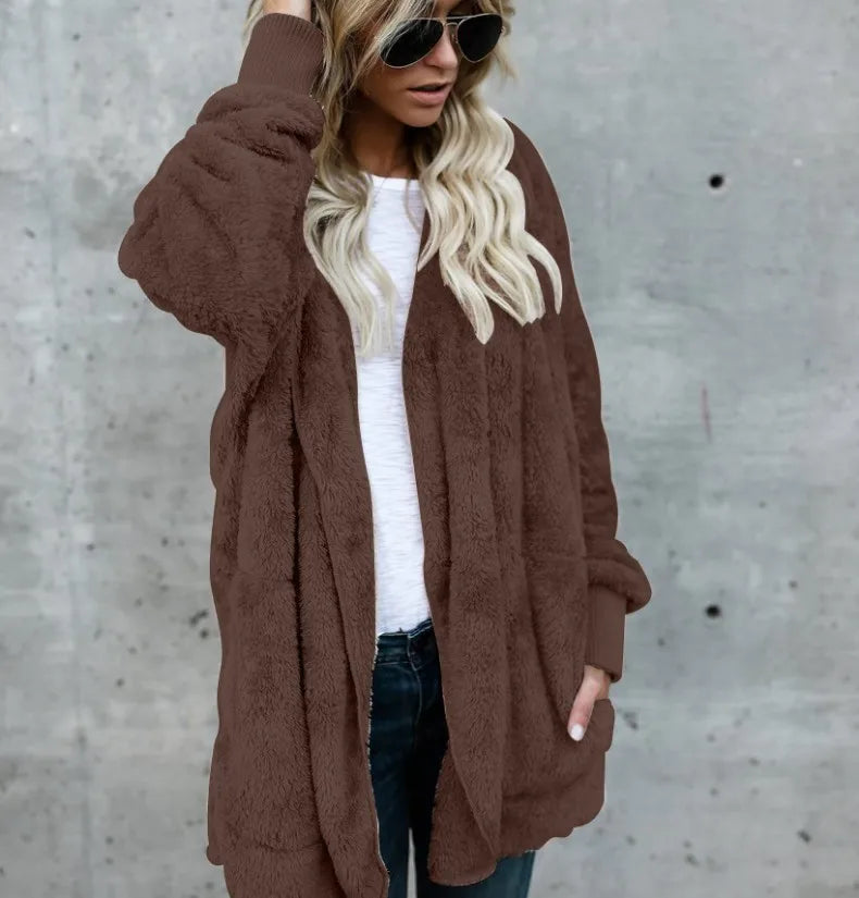 Evie™ | Plush Open-Front Teddy Cardigan