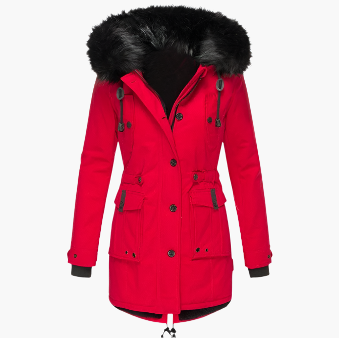 Insulated Faux-Fur Hooded Slim-Fit Parka Jacket