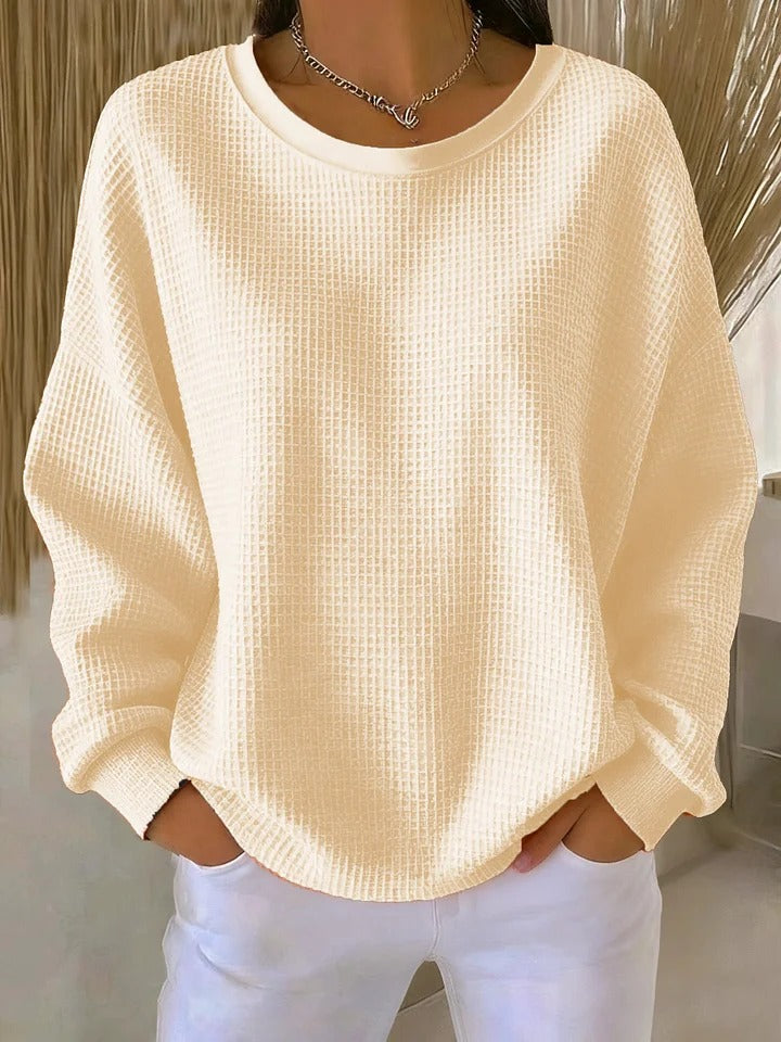 Edda™ | Waffle-knit relaxed crewneck sweatshirt