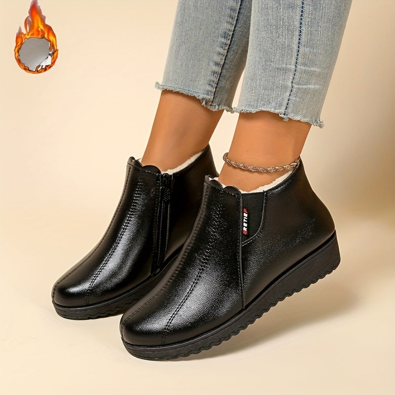 Maricela™ | Fleece-lined side-zip wedge ankle boots